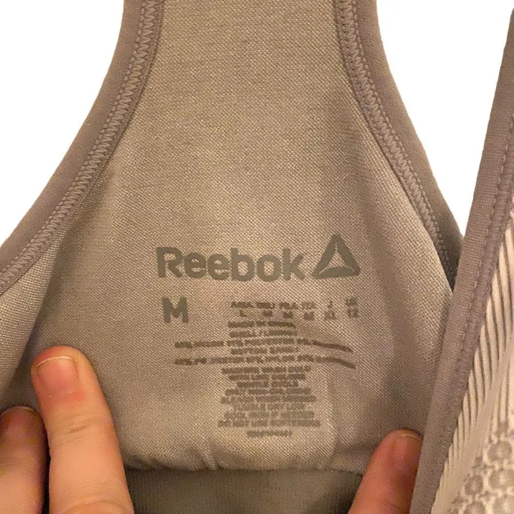 Reebok medium Sports bra removable padding athletic sports gray - Image 3