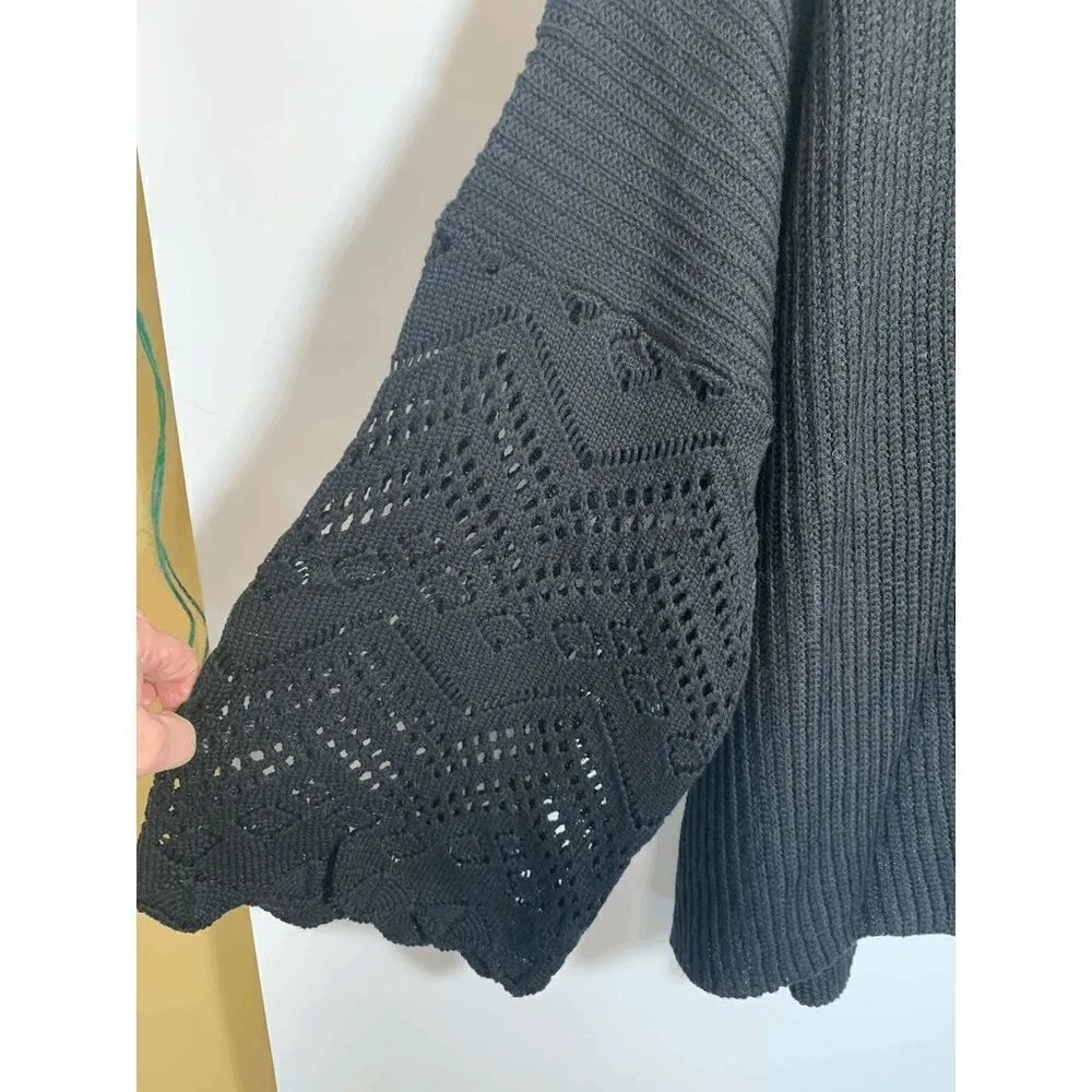 Umgee Open 3/4 Sleeve Black Knit Cardigan - Image 7