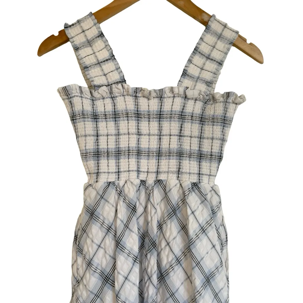 Eliza J Bodice Blue and White Plaid Gingham Midi Dress Sundress Tea Dress 4 - Image 6