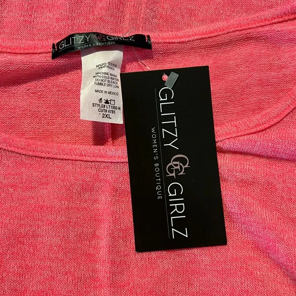 NWT Glitzy Girlz Curvy Just Wanna Have Fun Neon Pink Plus Size Y7 - Image 4