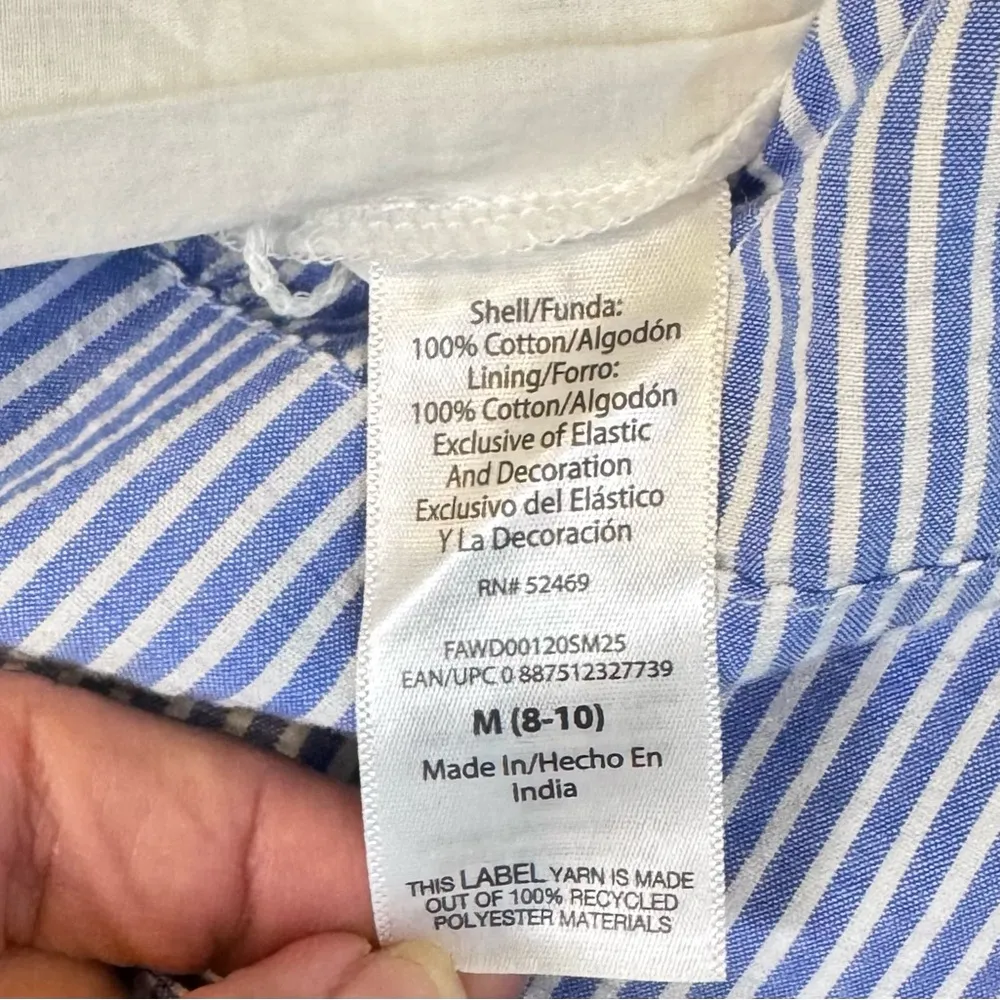 Free Assembly Lemon Embroidered Effortless Blue White Seersucker Fit & Flare BBQ - Image 15