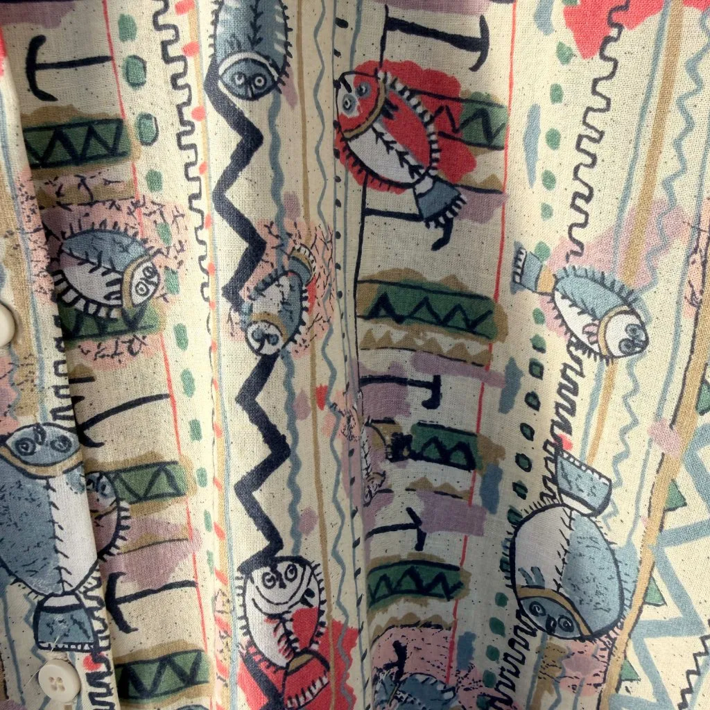 Victoria Jones Vintage 80s Abstract Fish Print Button Up Shirt NWT Plus 2X - Image 5