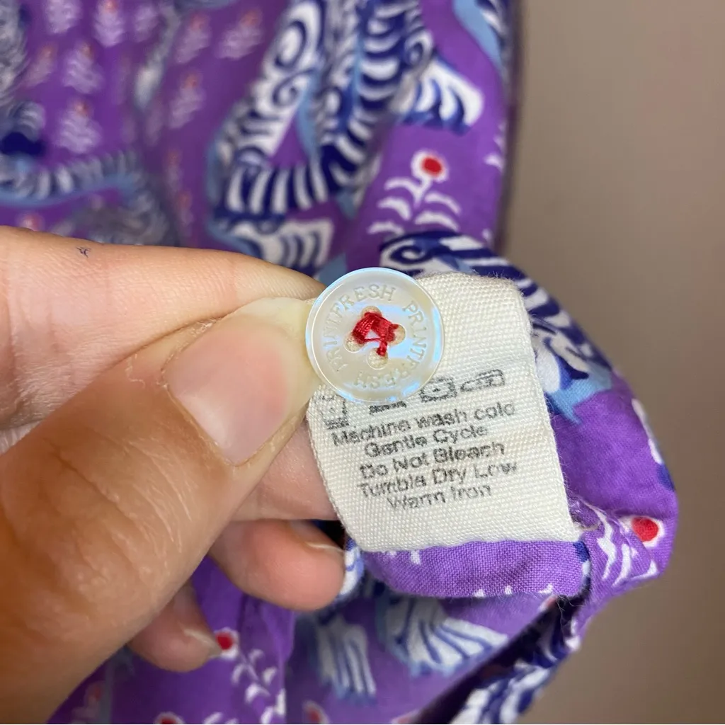 PRINTFRESH Tiger Queen Long Sleeve Button PJ Pajama Top Amethyst Purple Small - Image 10