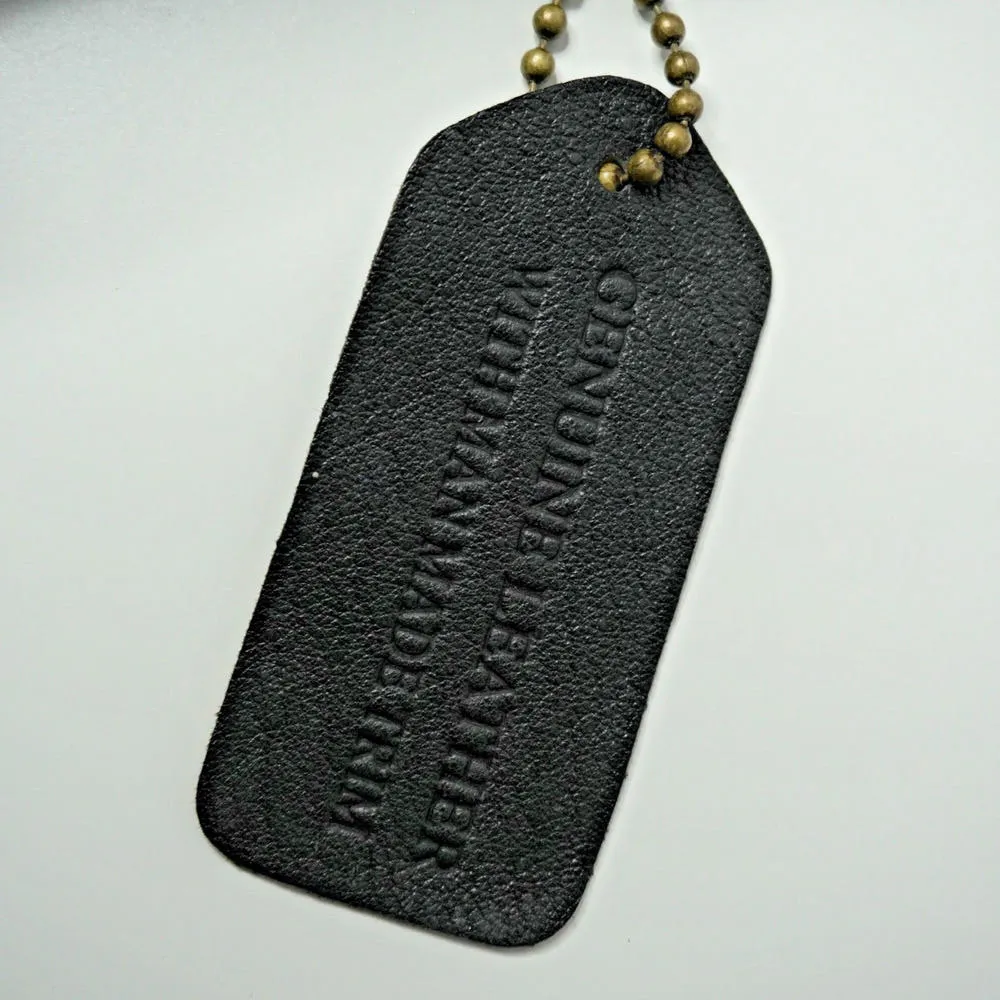 VTG Y2K Genuine Leather Black Shoulder Bag Purse Gold Brass Heart Charm Retro‎ * - Image 4