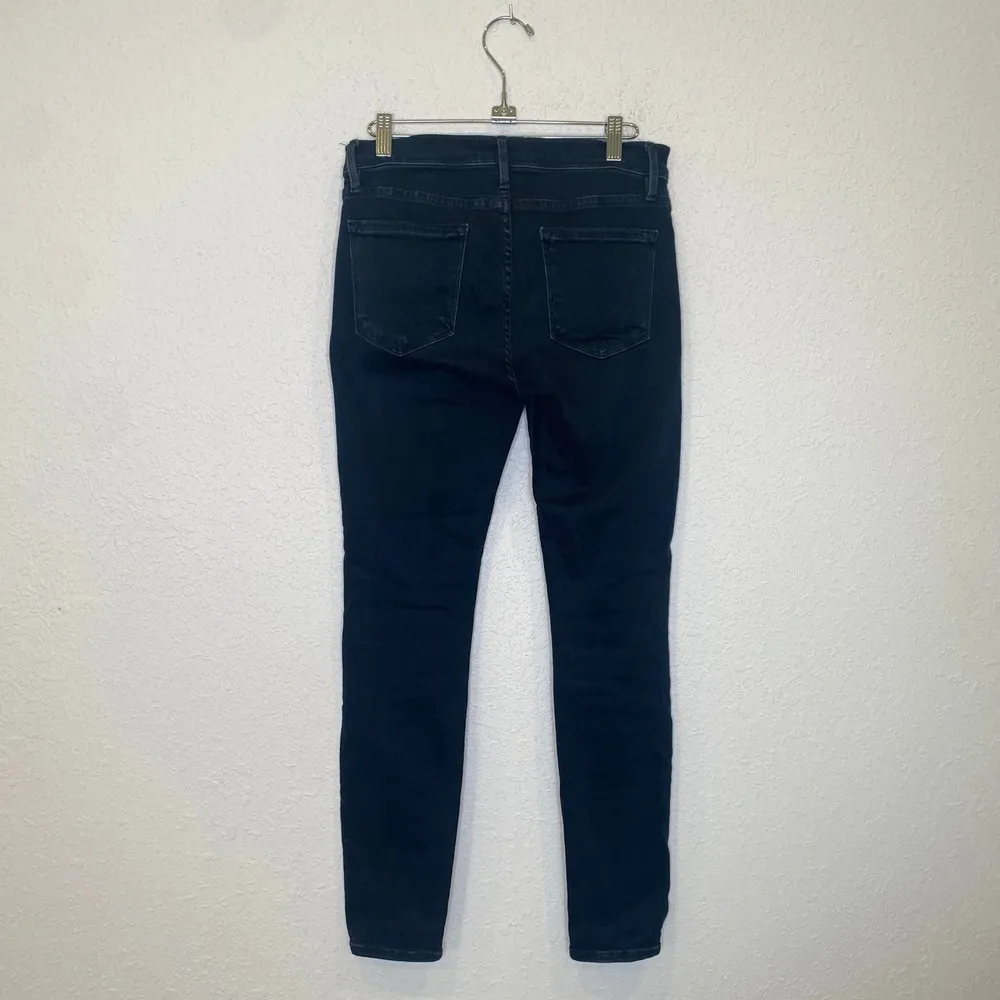 FRAME Le Skinny de Jeanne Faded Black/ Dark Blue Skinny Denim Jeans EUC Sz 27 - Image 5