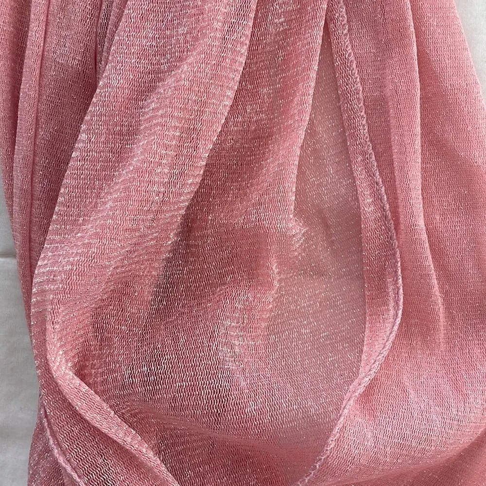 Women’s Pink Infinity Scarf with Silvery Shimmer - Image 3