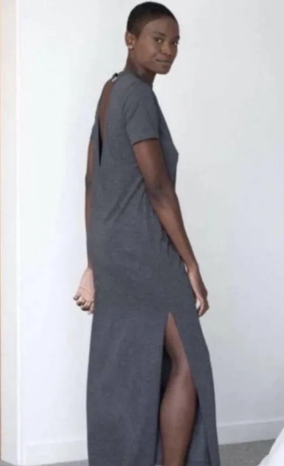 Lunya Size XL Meditative Gray Open Back
Side Slits Restore Long Maxi Dress - Image 1