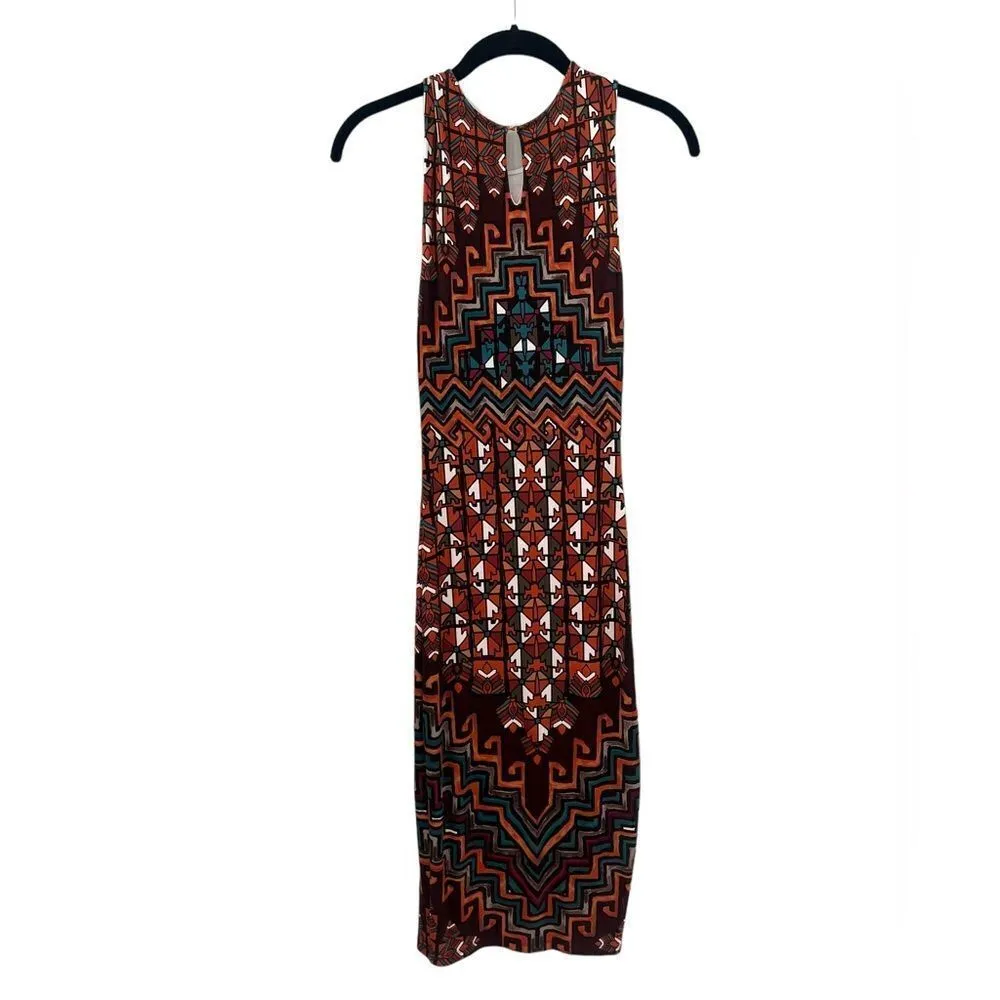 Mara Hoffman Rug Ponte sleeveless orange multi midi dress size XS - Image 2