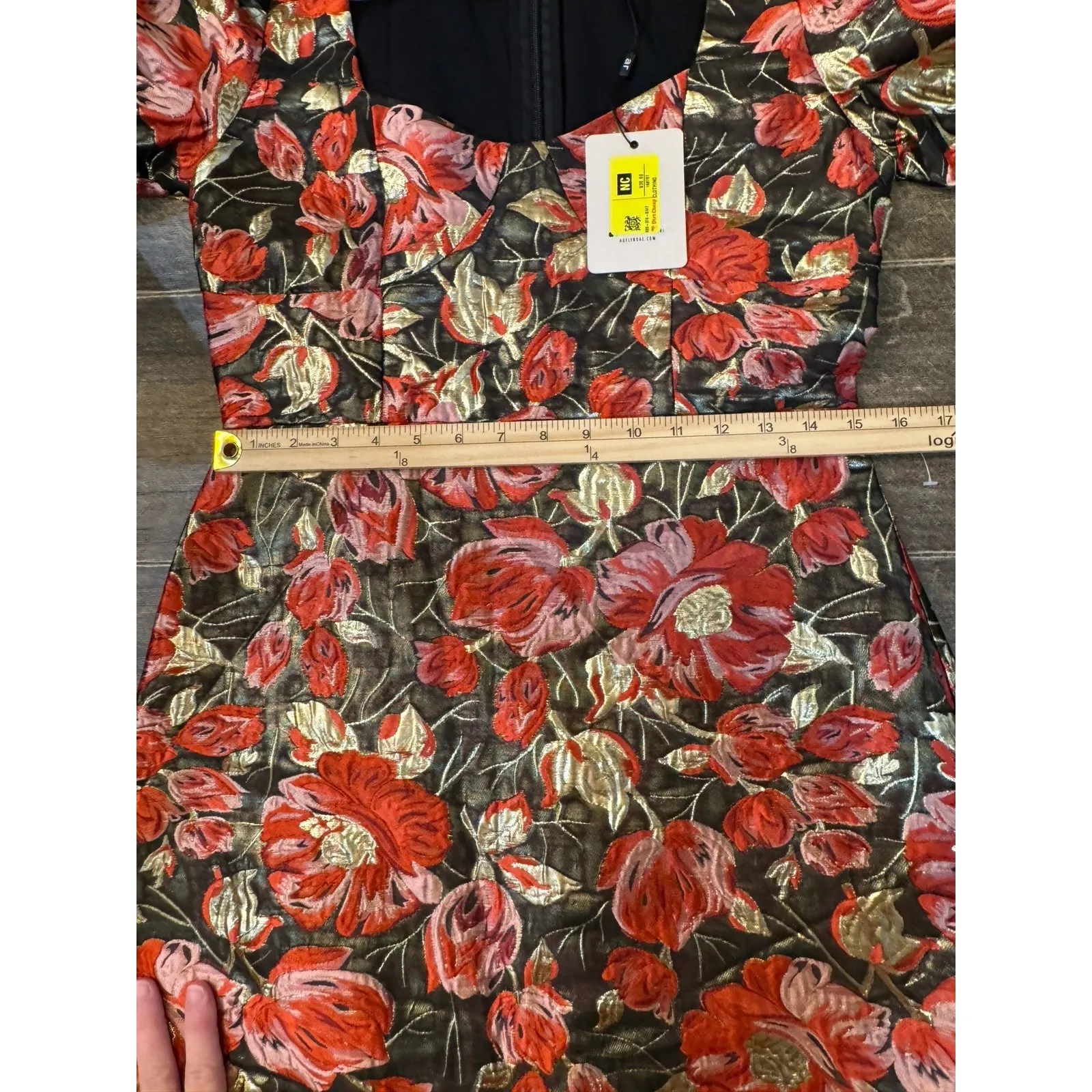 Adelyn Rae Claris Mini Dress Pink Black Floral Puff Sleeve Party Size Medium - Image 12