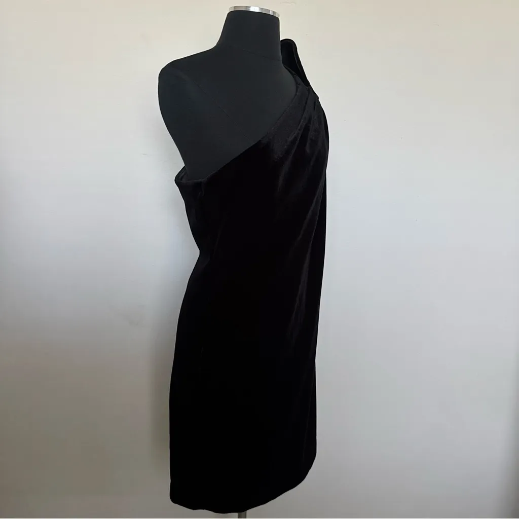 Ted Baker London Sculpted One Shoulder Velvet Black Dress Size 4 - Image 6