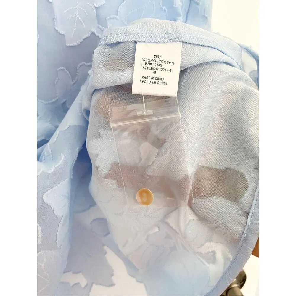 Ellison Solid Blue Floral Oversized M Top New Brand - Image 4