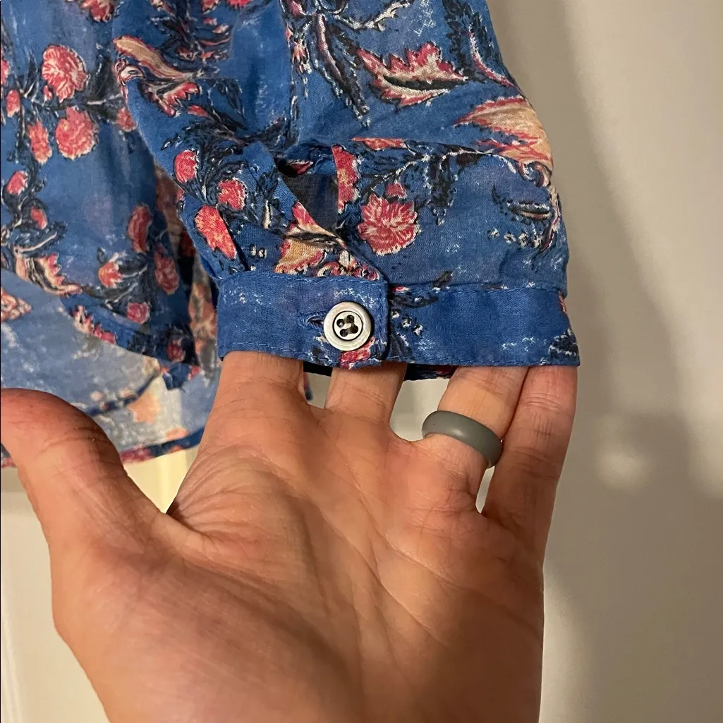EUC Isabel Marant Etoile blue floral popover top - Image 3