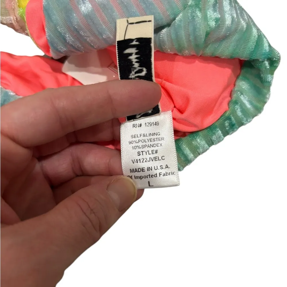 New! Anthropologie Dippin Daisys Velvet Pastel Rainbow Bikini Tie Dye Large - Image 9