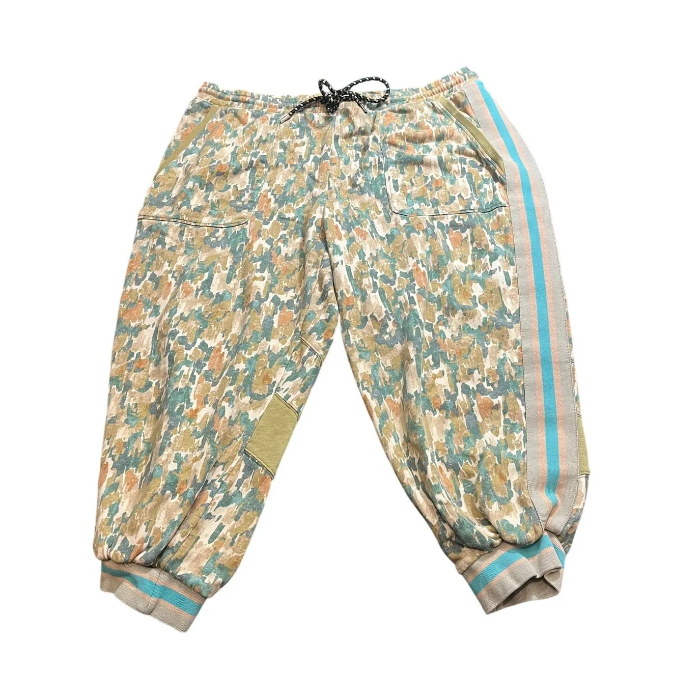 Daily Practice by Anthropologie Retro Joggers Green Print Sweatpants Womens 2X Size XXL - Image 2
