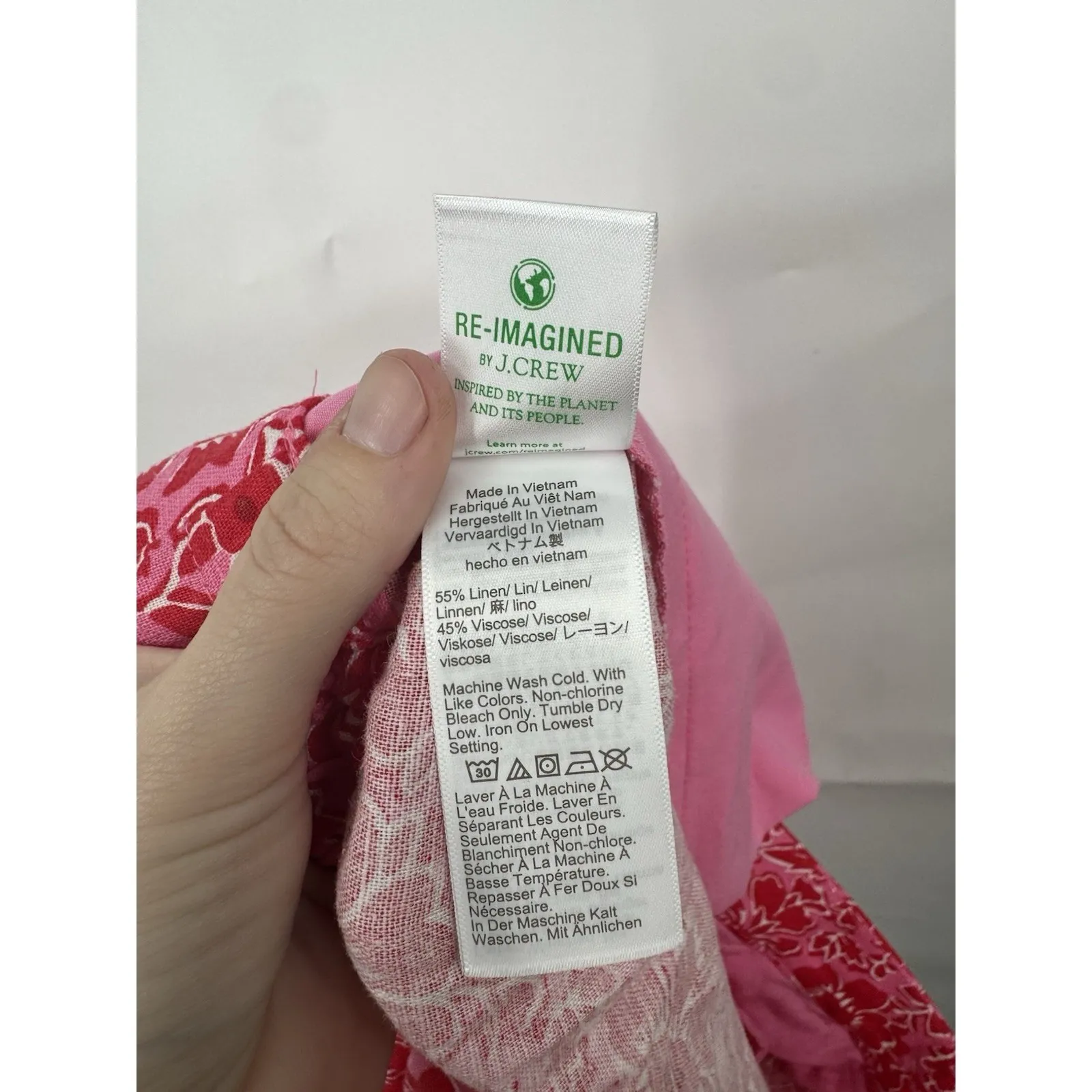 J. Crew Factory High Rise Floral Print Short Pink Red Linen Blend Womens 14 NEW - Image 5