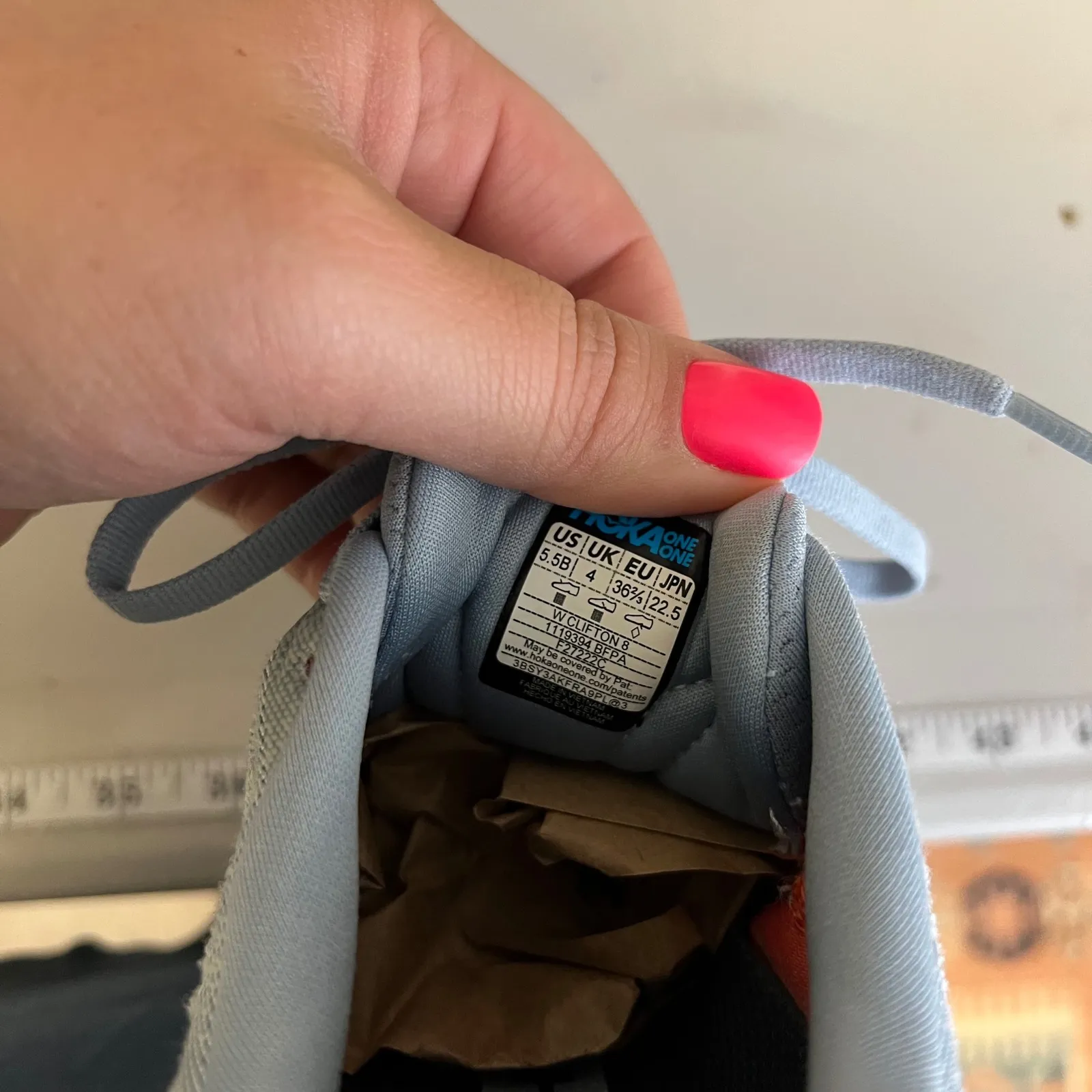 Hoka Clifton 8 Running Shoes Women's Gray Orange Lightweight Athletic Sneakers - Image 7