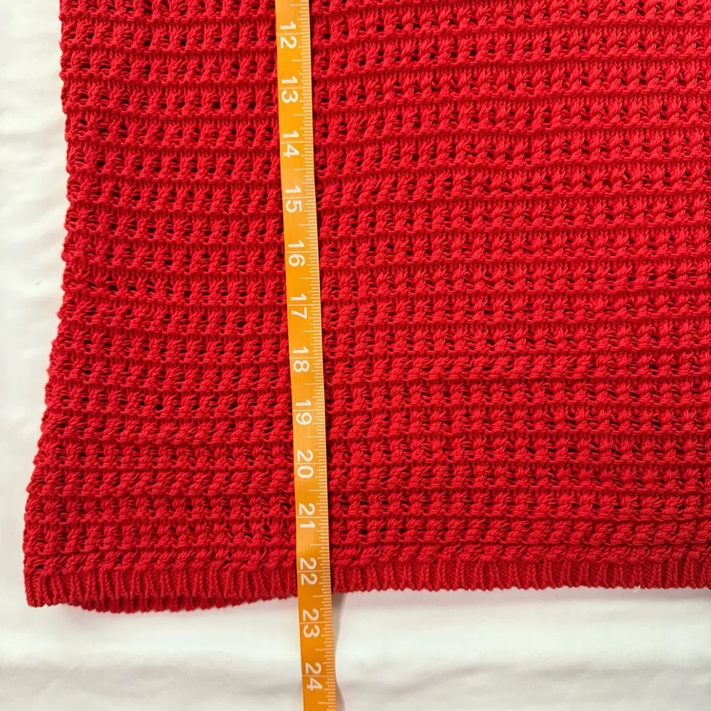 NWT Madewell Crochet Knit Crewneck Sweater Tank Red Size S Grandma Fitted Retro - Image 5