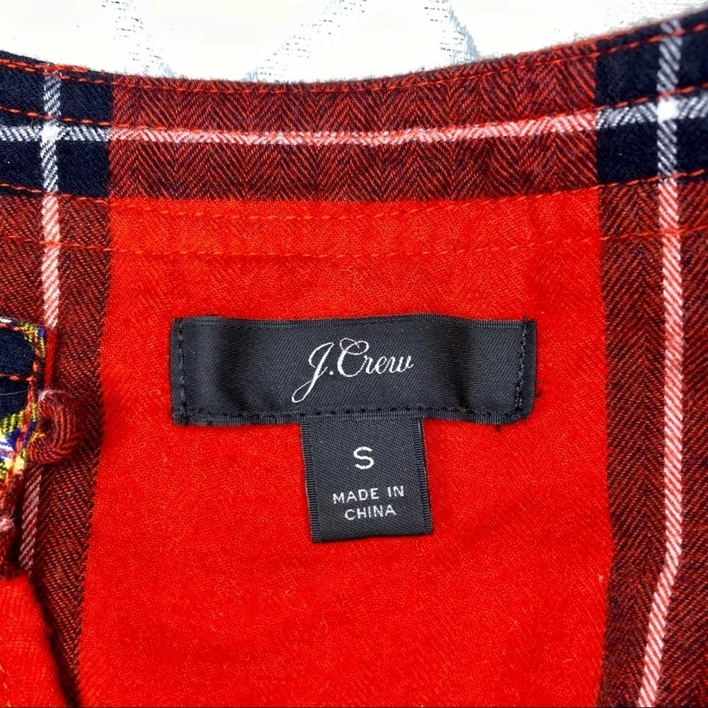 J. Crew Holiday Plaid Ruffle Top in Festival Red Small - Image 12