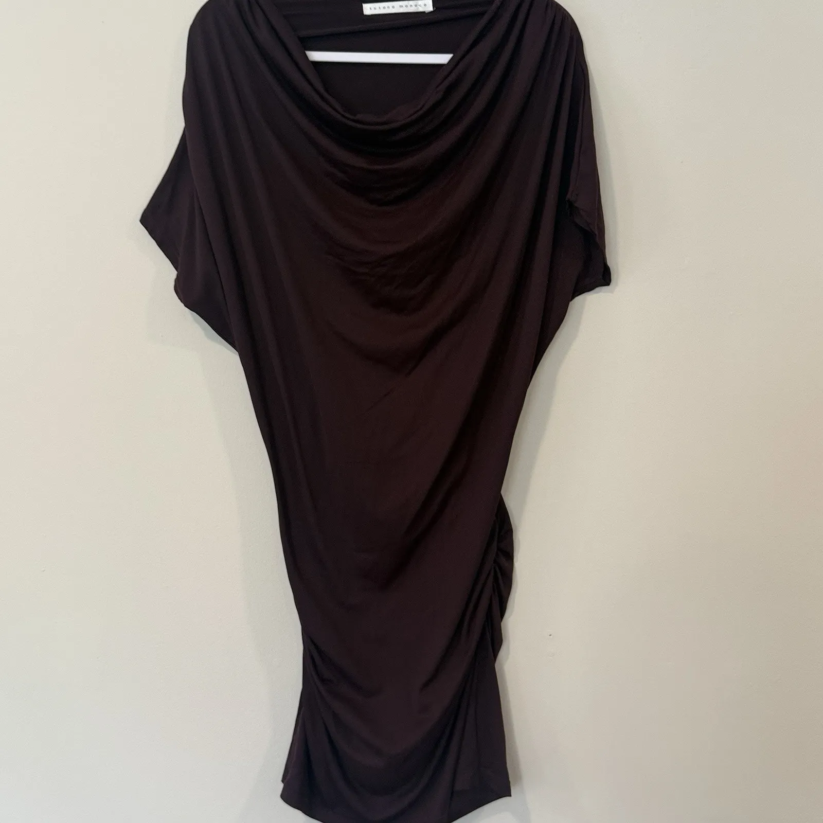 SUSANA MONACO Revolve Stretch Cowl Neck Rushed Dress Size Medium 2428 - Image 2