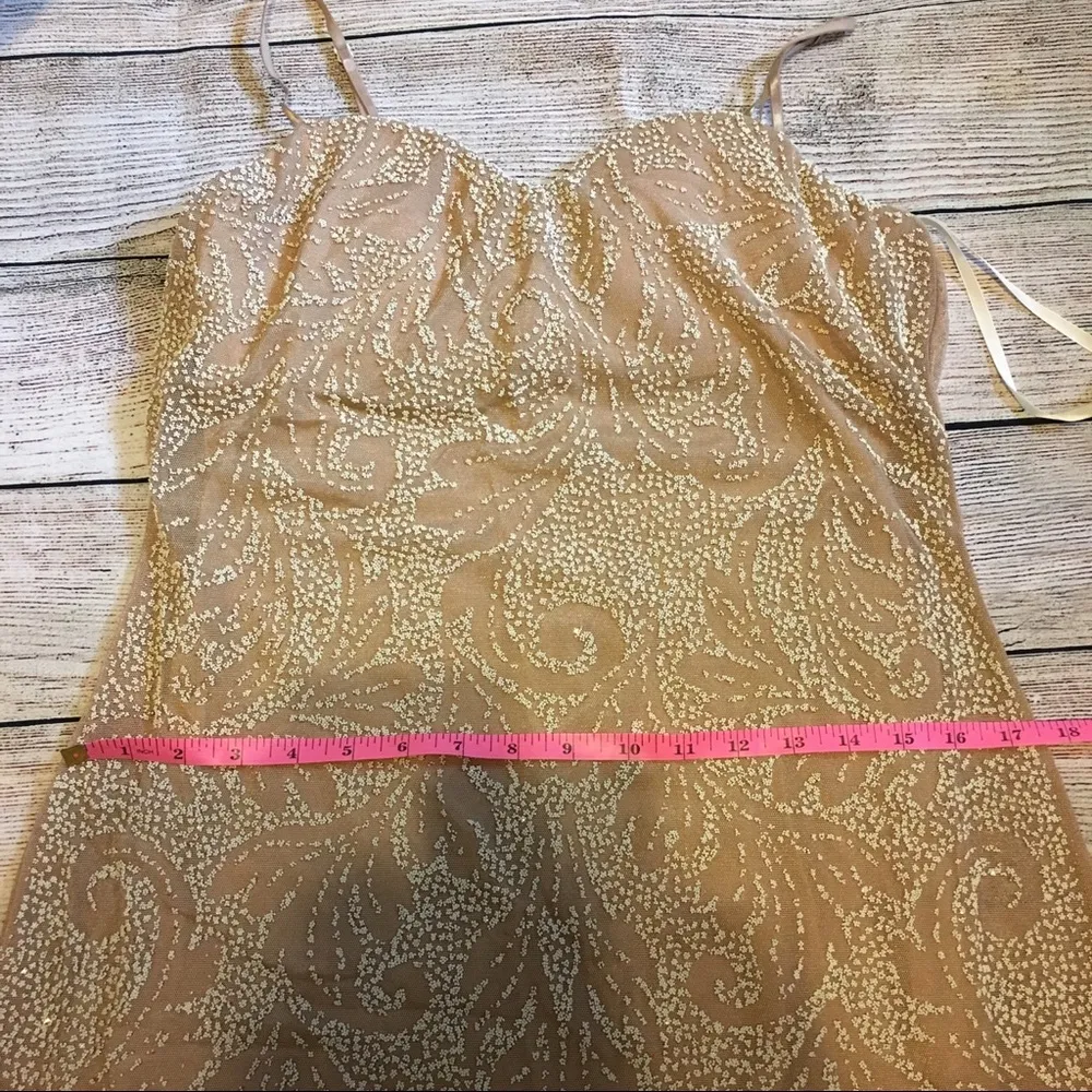 Moda International Nude & Cream Bead Dress Size 6 Tan - Image 7