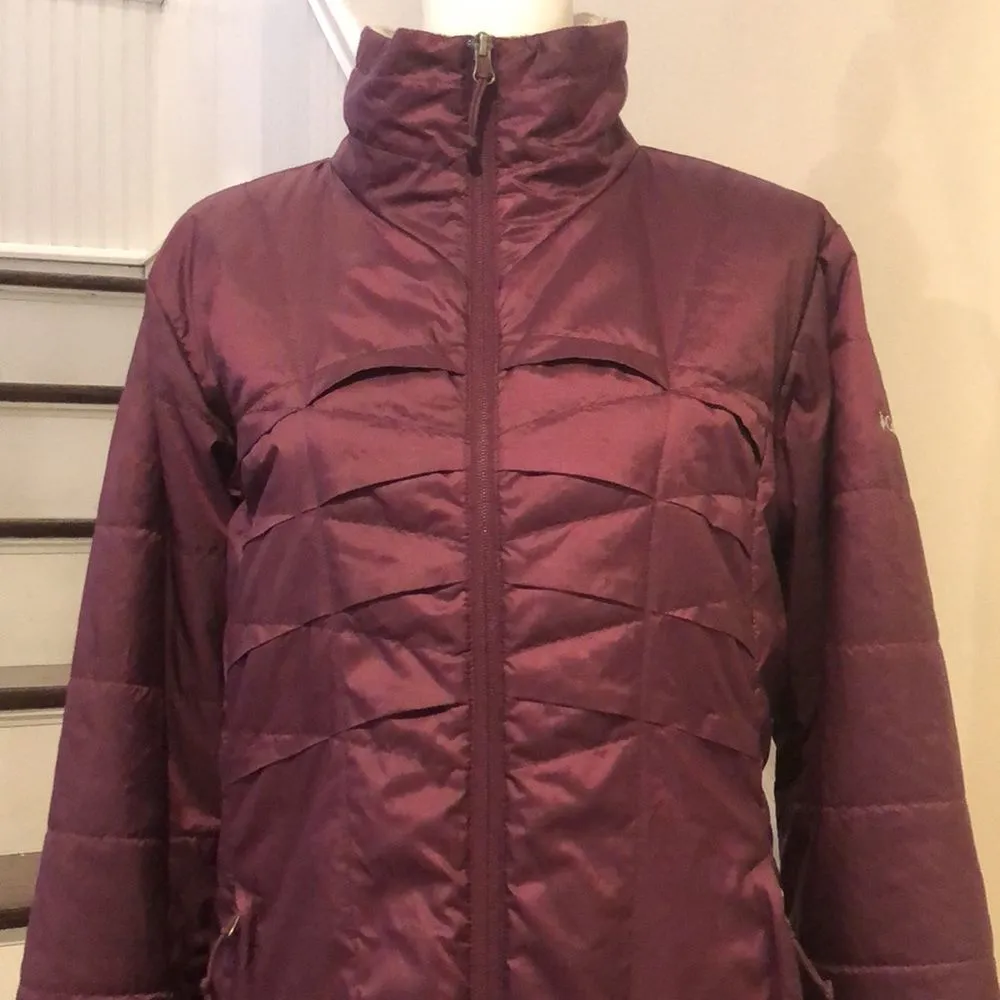 COLUMBIA OmniHeat Burgundy Quilted Insulated Jacket Thumbholes Zipper Pockets LG - Image 8