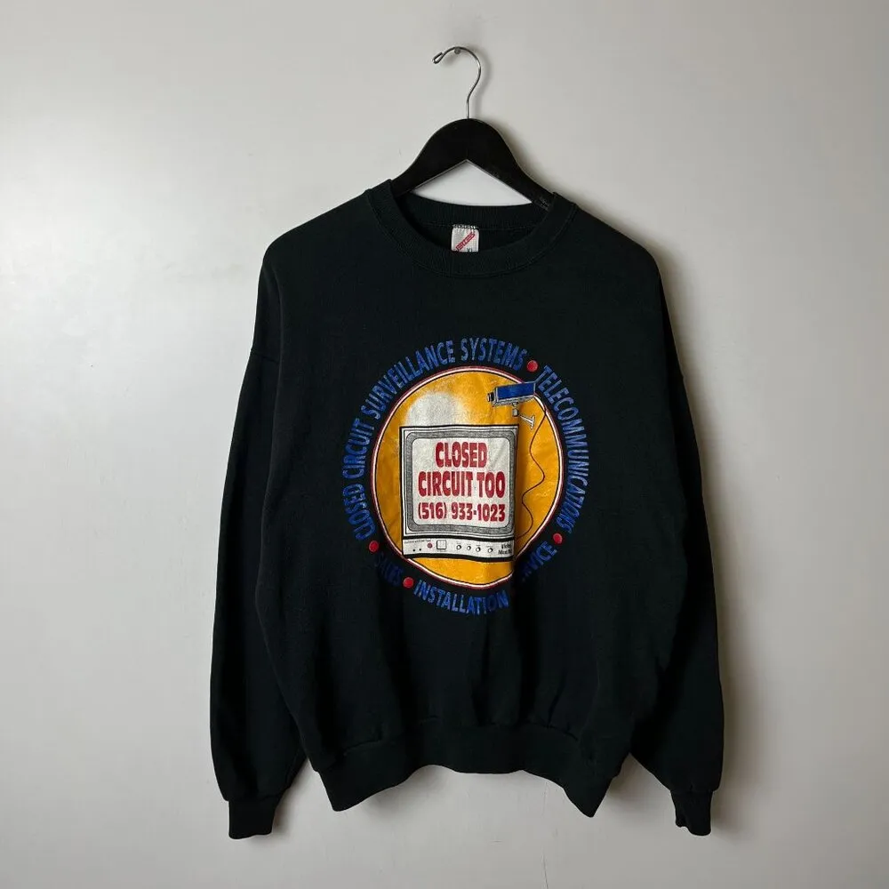 Vintage 80s 90s Jerzees Closed Circuit Surveillance Systems Graphic Crewneck XL - Image 9