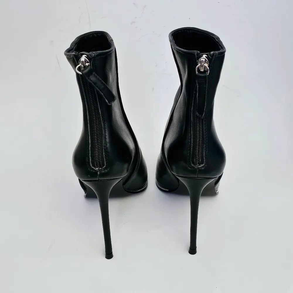 Steve Madden Valencio Black Leather Stiletto Heel Boots Size 7½ NWOB - Image 5