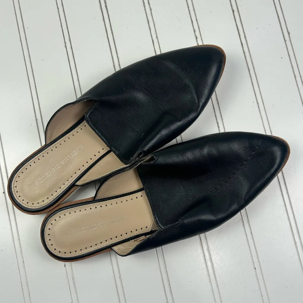 Adrienne Vittadini Lou Black Flat Black Faux Work Loafer Mules Women’s Size 9M - Image 6