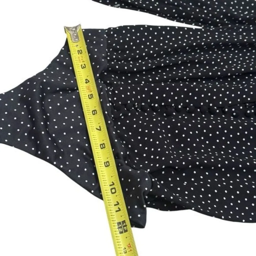 AFRM Rexy Button Front Bodysuit Polka Dot Special Occasion Feminine Party M Black Size M - Image 10