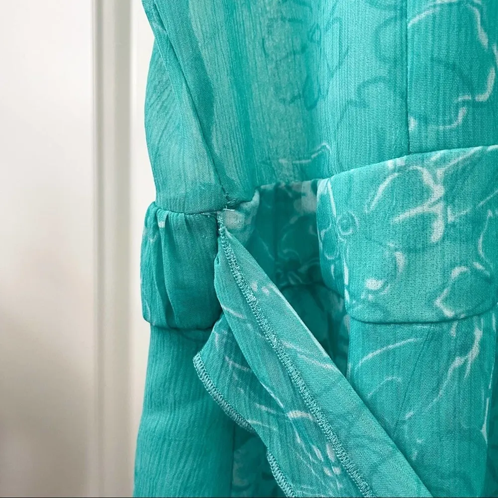 K Studio Tropical Top Blue Vintage Ruffle Kimono Size 10 - Image 8