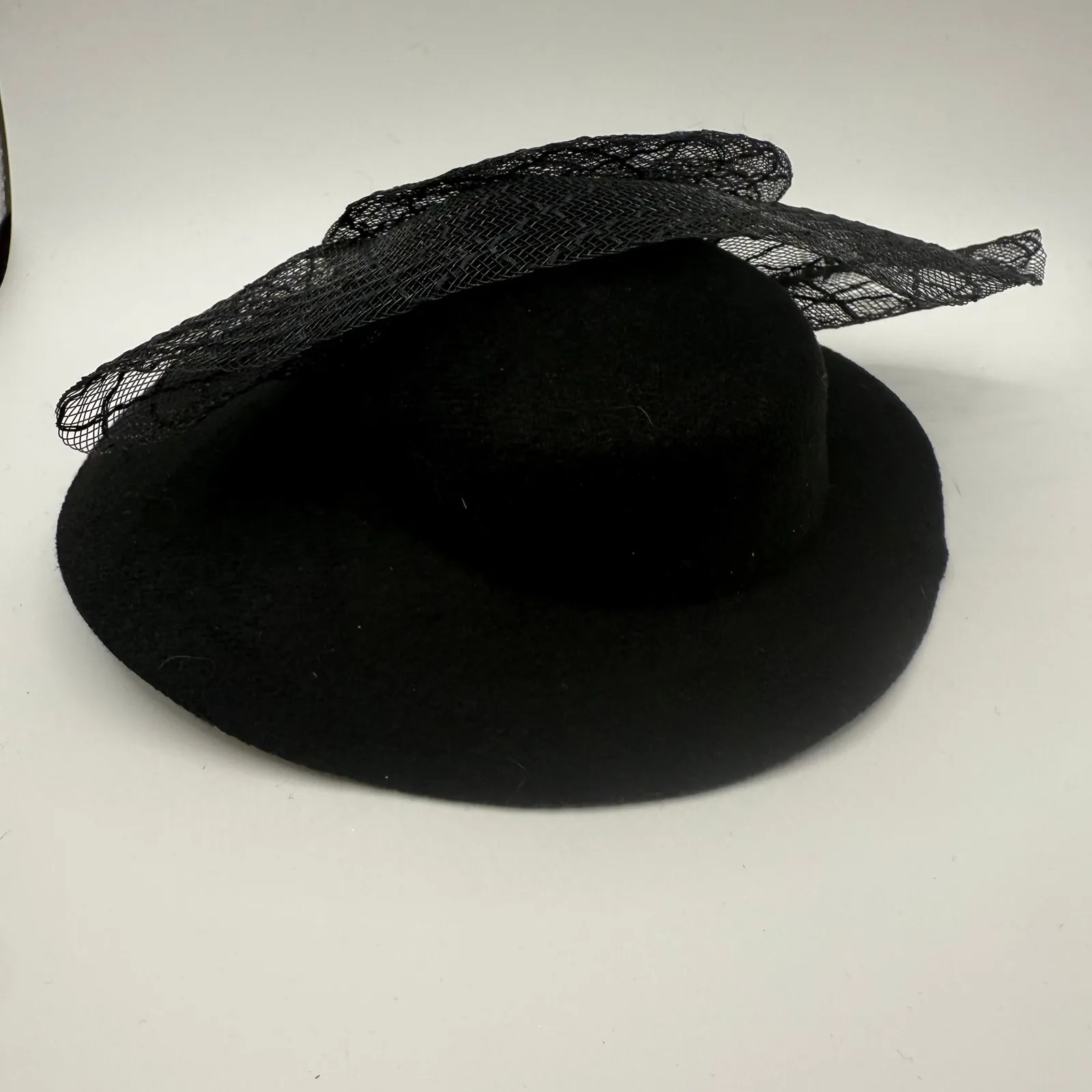 Black Fascinator Hat with Veil and Rhinestones Occasion Headpiece - Image 3