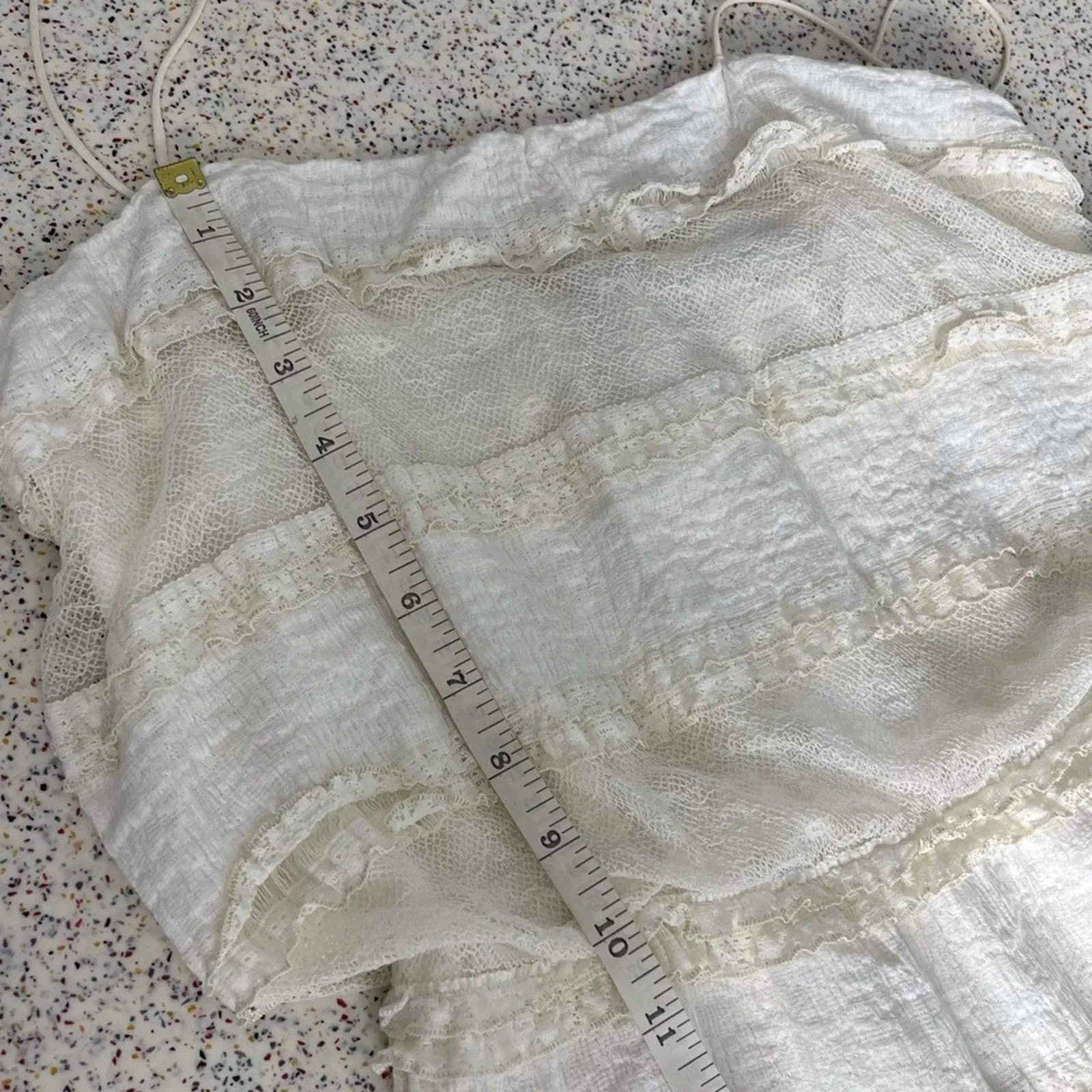 Miguelina Tiered Maxi Column Dress Crochet & Lace White Ivory Sample XS/S - Image 14