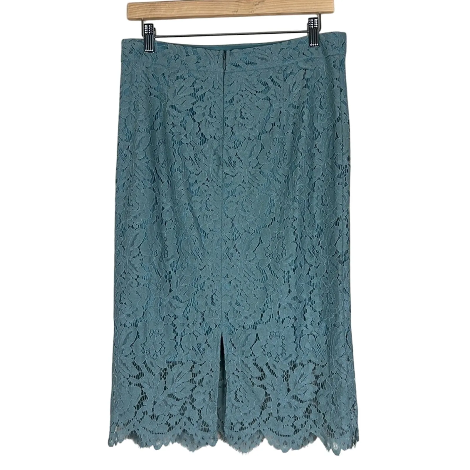 NWT Lulus Womens L Sage Green Lace Pencil Skirt Knee Length Bodycon Career Blue Size L - Image 5