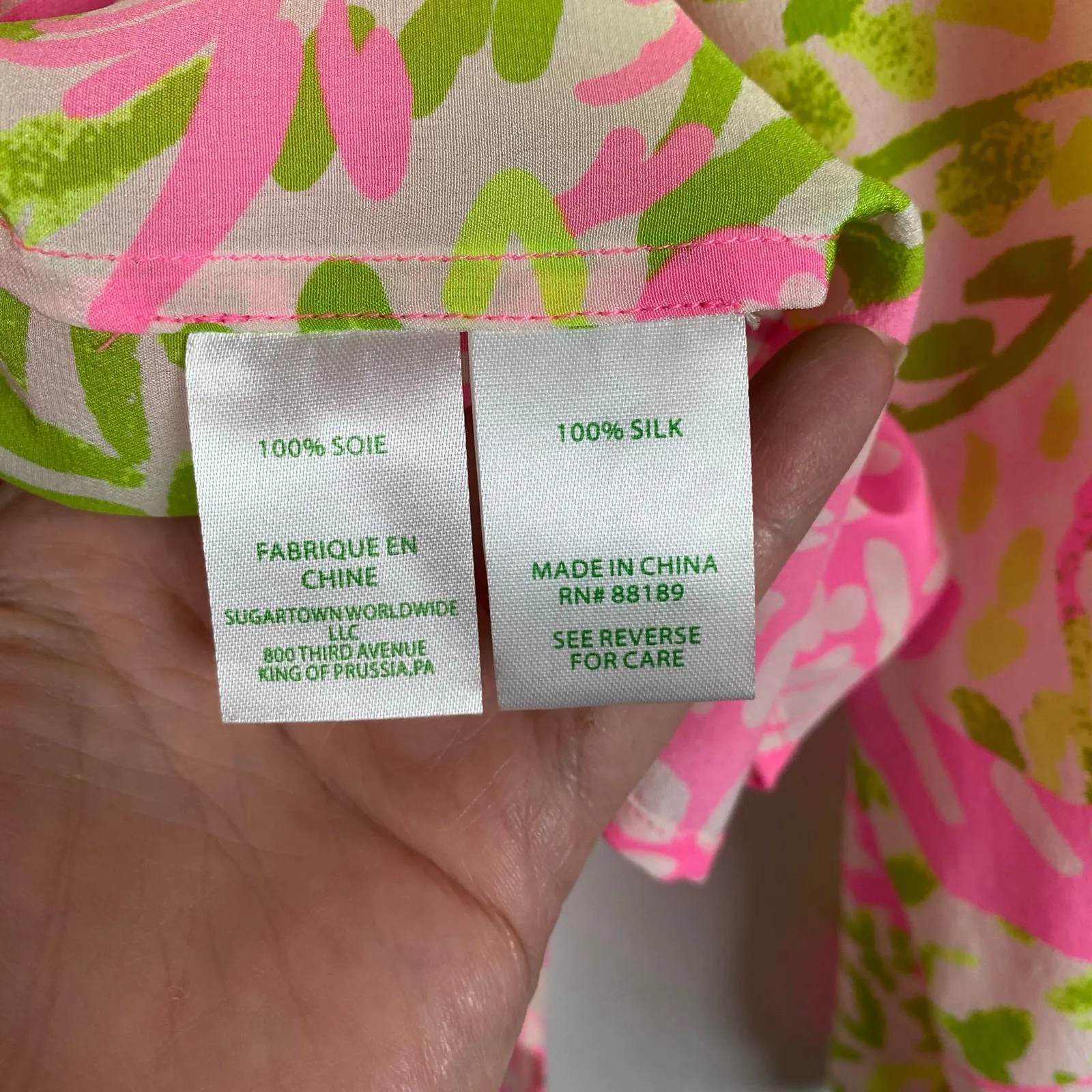 Lilly Pulitzer Pink&Green Silk Elsa Top Home Slice Pink Pineapple Sz.S - Image 13