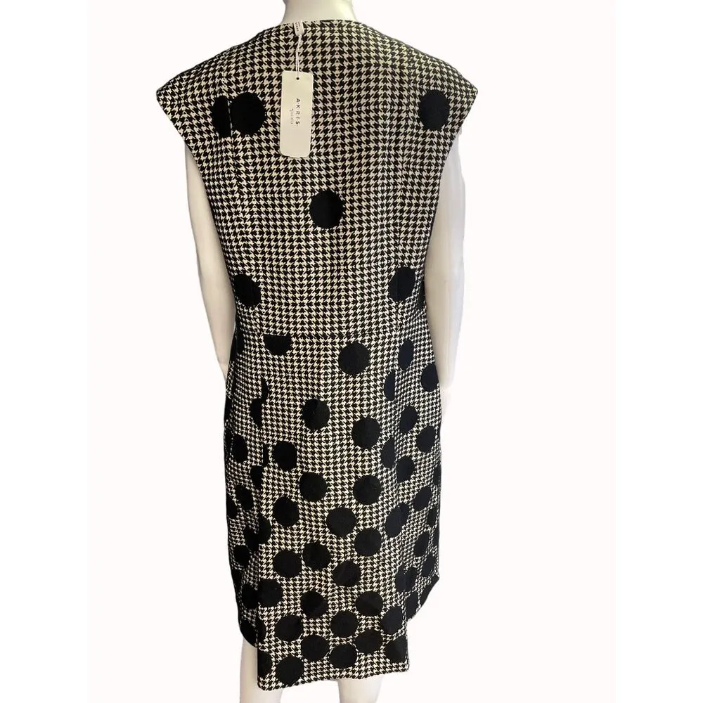 Akris Punto Women's Black & White Houndstooth Dress Sleeveless Size 12 SKU 5535 - Image 3