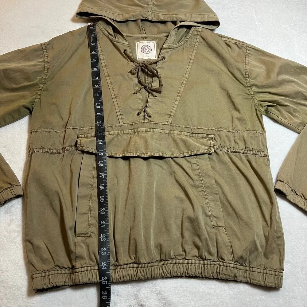 SO Utility Pullover Lace Up Jacket with Hood Size Large Casual Lightweight - Image 9