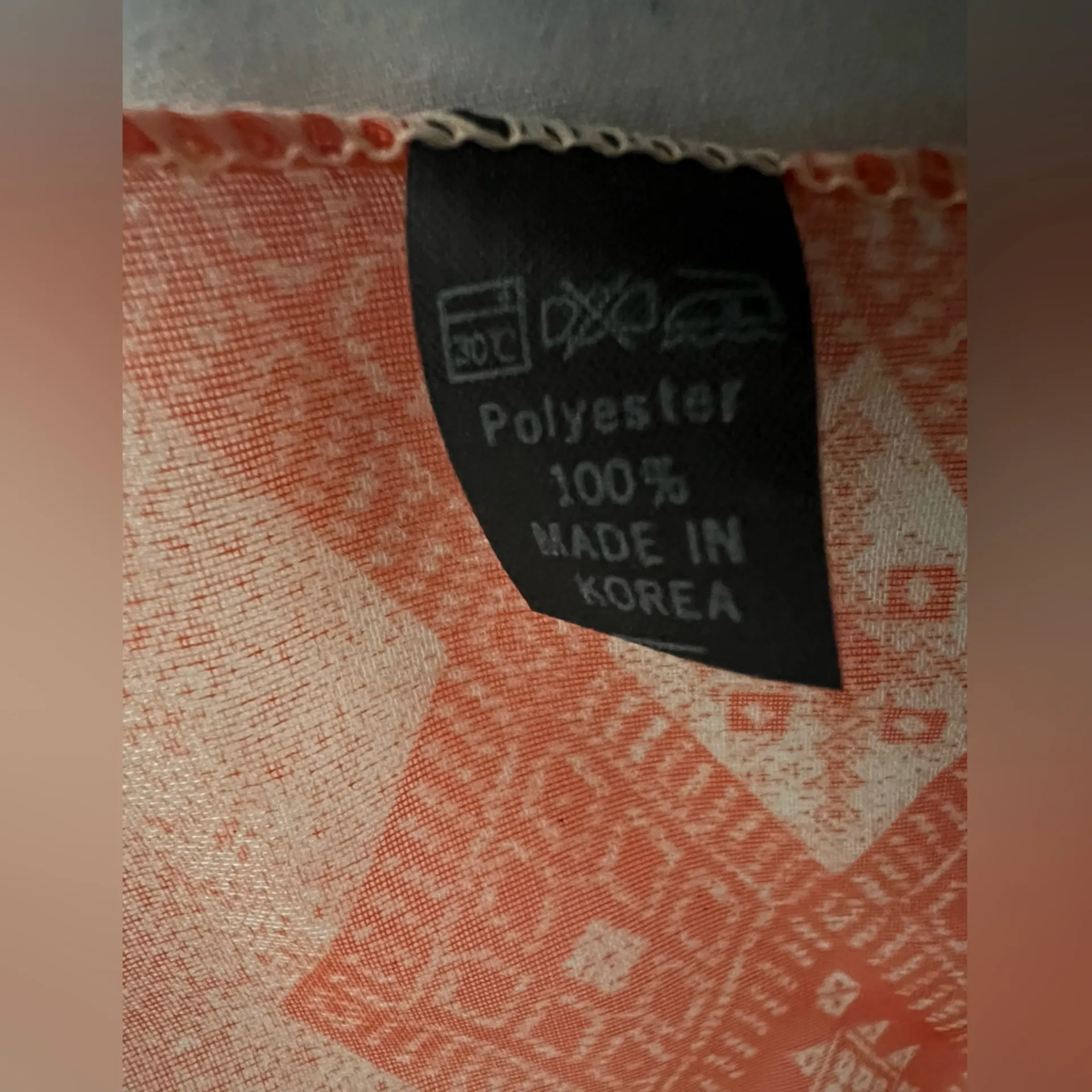 Designed Scarf Women Neckerchief Wrap 100% Polyester Made In Korea Size 62"x21" Orange - Image 5