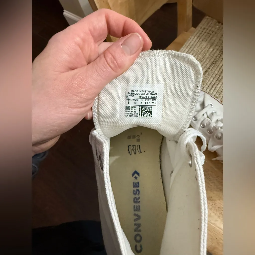 Converse white high tops women’s 10 men’s 8 - Image 5