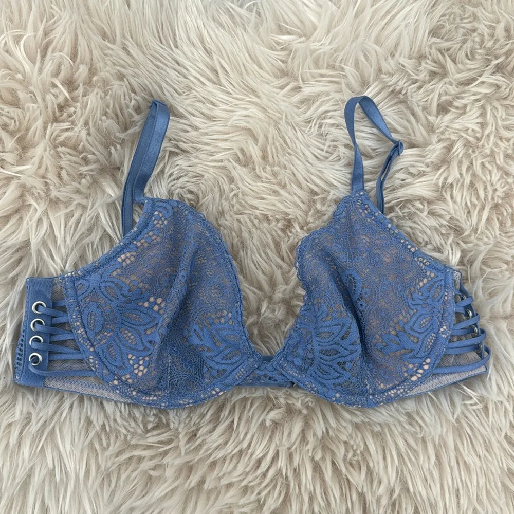 Victoria secret Blue Lace Women's sexy delicate romantic Bra 34 C - Image 2