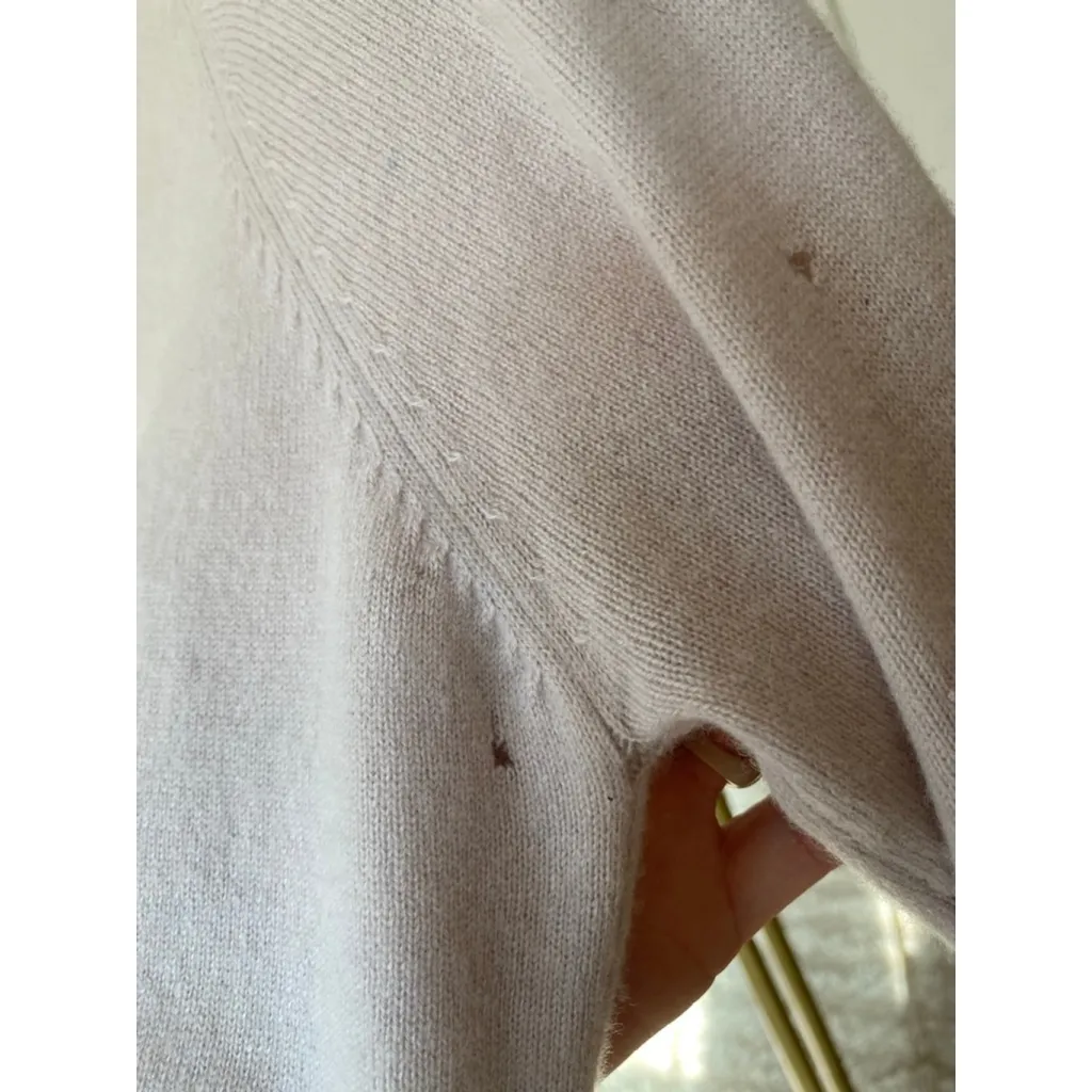 Veda 100% Cashmere Colorblock Sweater Black Beige Leather Cuff Quiet Luxury Boho - Image 7