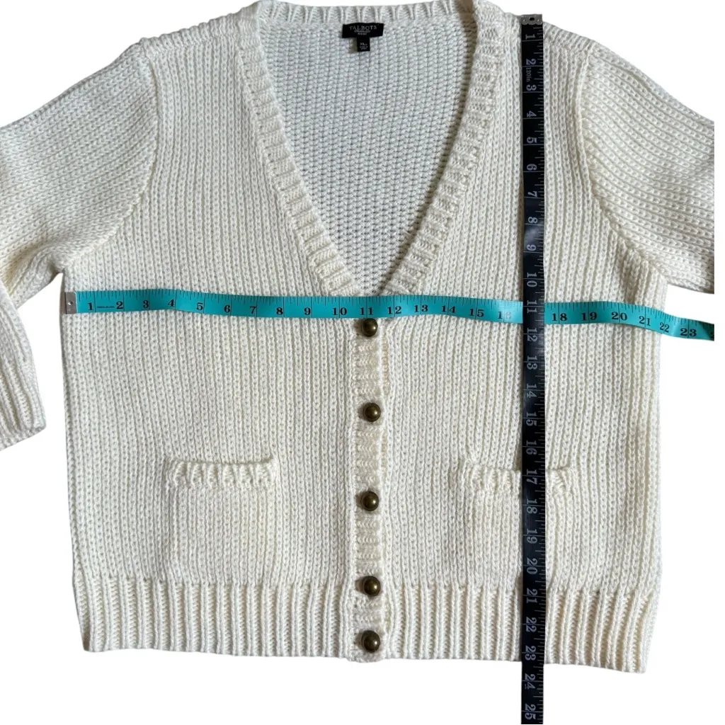 Talbots Cardigan Women XL Petite Alpaca Wool Blend Cream Minimalist Cozy Regency - Image 4