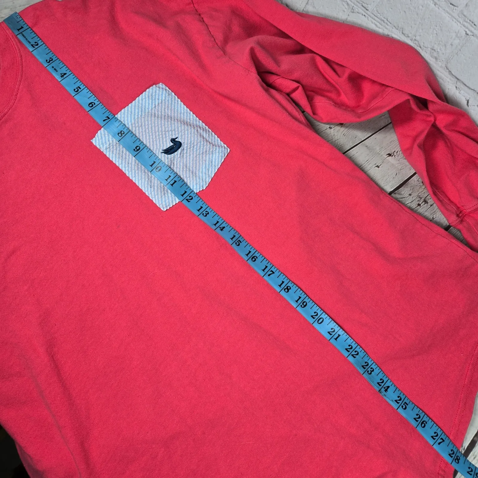 Southern Marsh Authentic Southern Class Long Sleeve Pocket T Shirt Coral L - Image 9