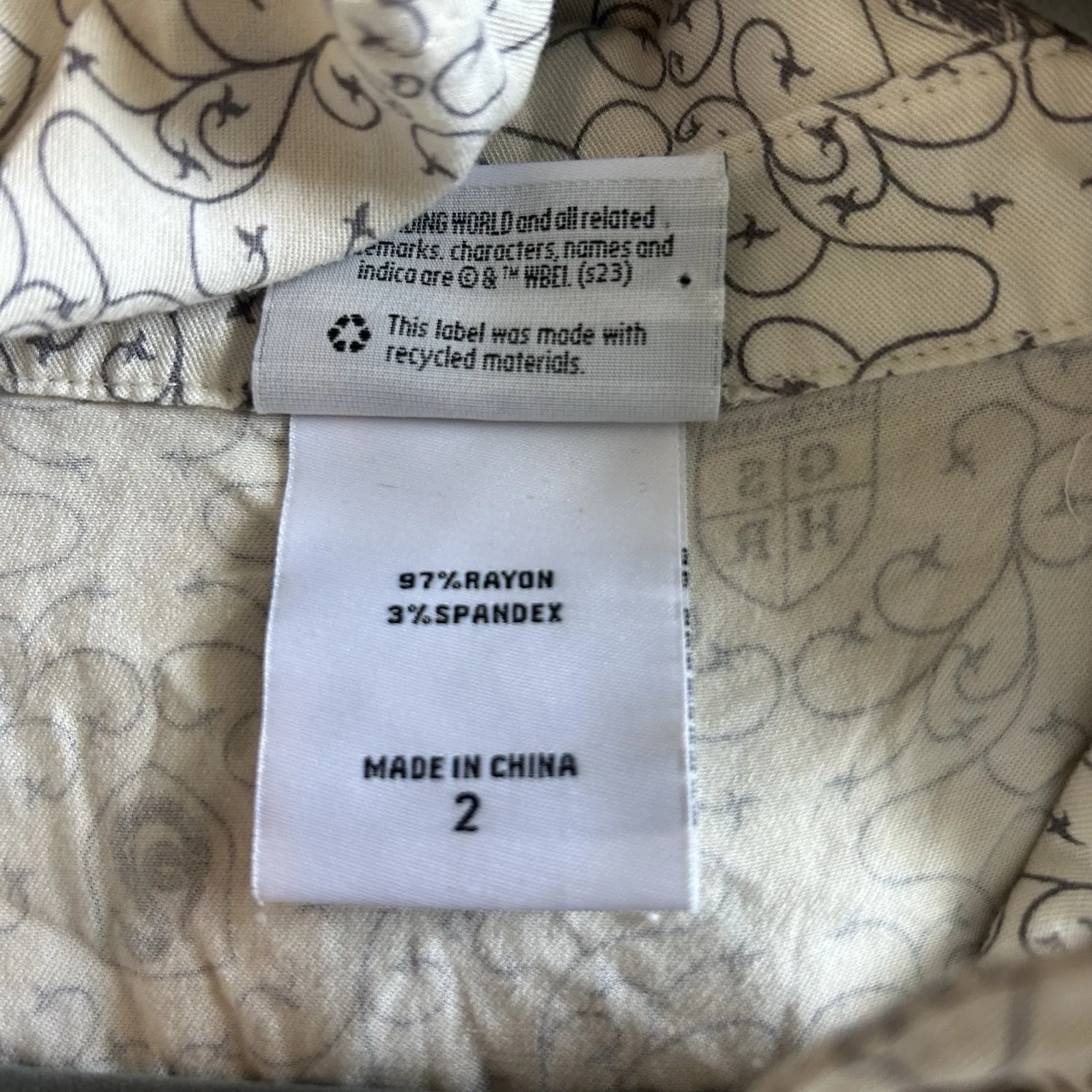 Wizarding World Harry Potter Size 2 Button Up Short Sleeve Shirt Hogwarts Logo Tan - Image 7