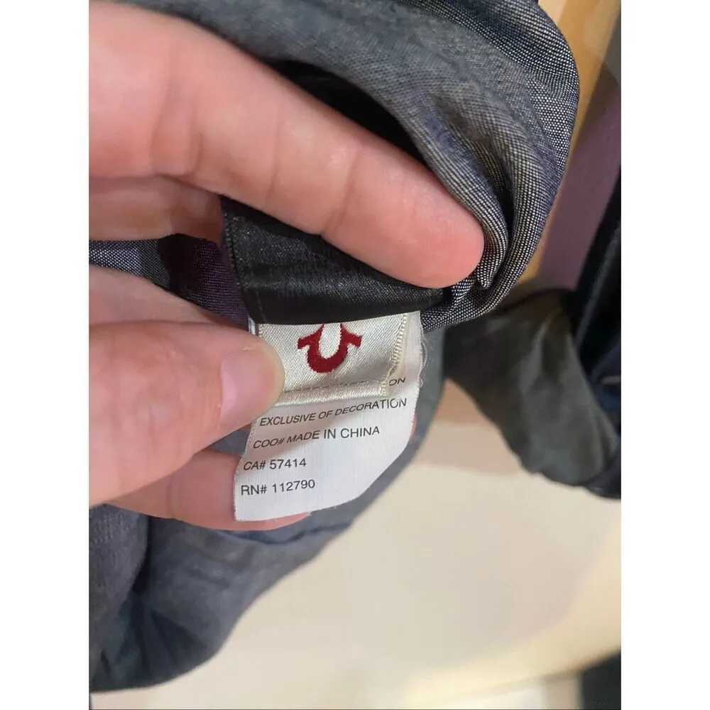 True Religion pearl snap button down jean shirt small - Image 5