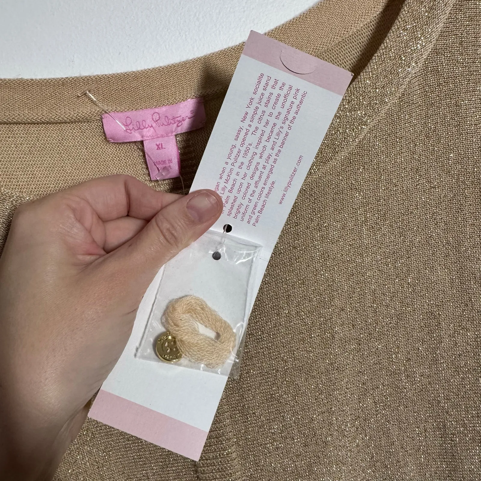 Lilly Pulitzer Bloomfield Sweater Dress NWT Women XL Gold Sparkle Merino Wool - Image 7