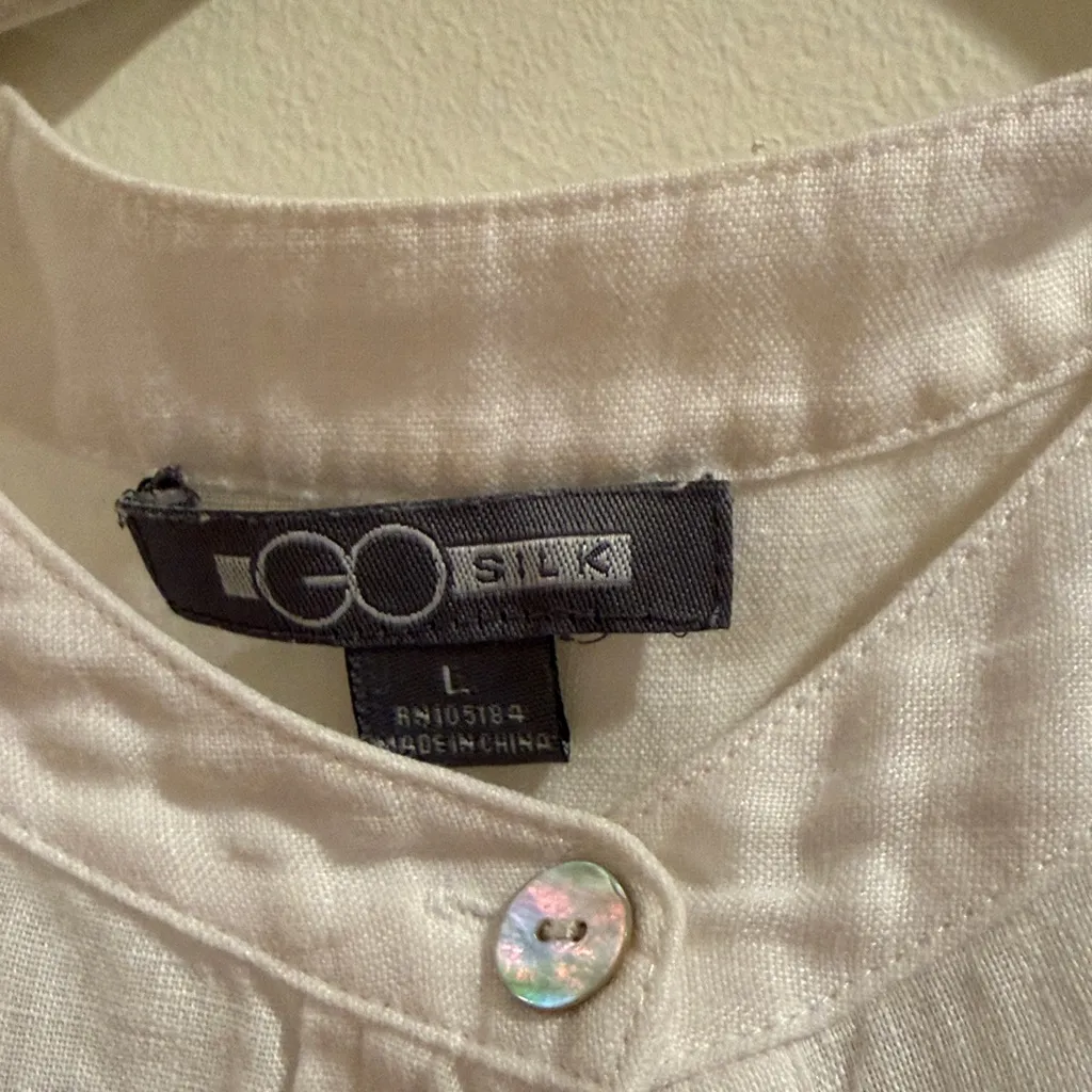 Go Silk 100% Linen Tunic Size Large White - Image 2