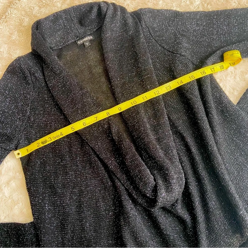 Express Black Metallic Shimmer Deep Cowl Top Wool Alpaca Mohair Blend Small S - Image 9