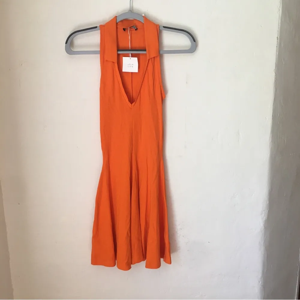 orange ribbed dress zara Ribbed halter-neck midi dress from Zara. Size S