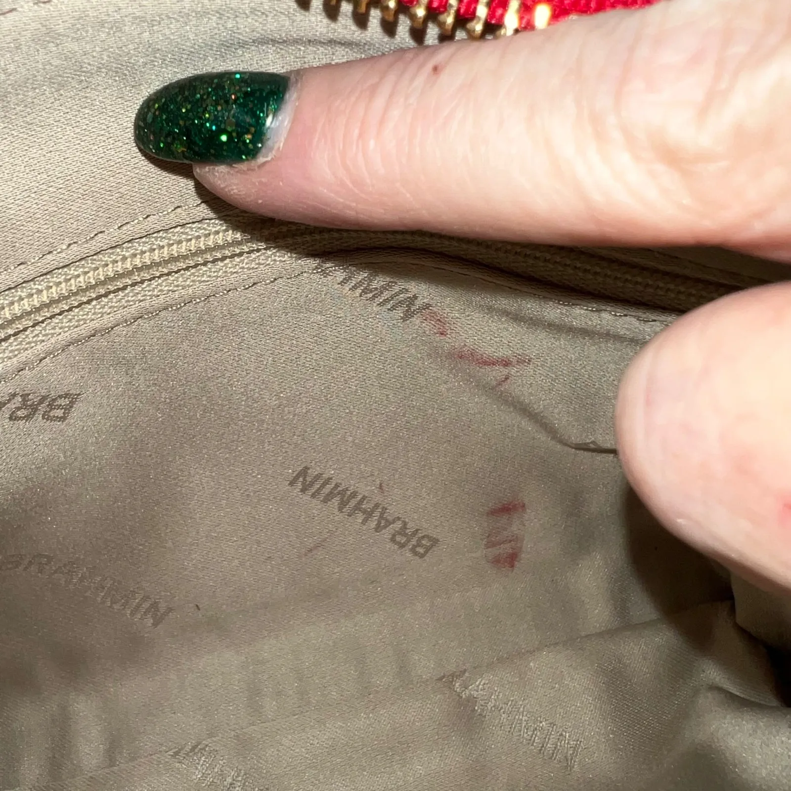 Brahmin Crimson Red Croc Embossed Leather Wristlet Clutch Pouch Bag - Image 5