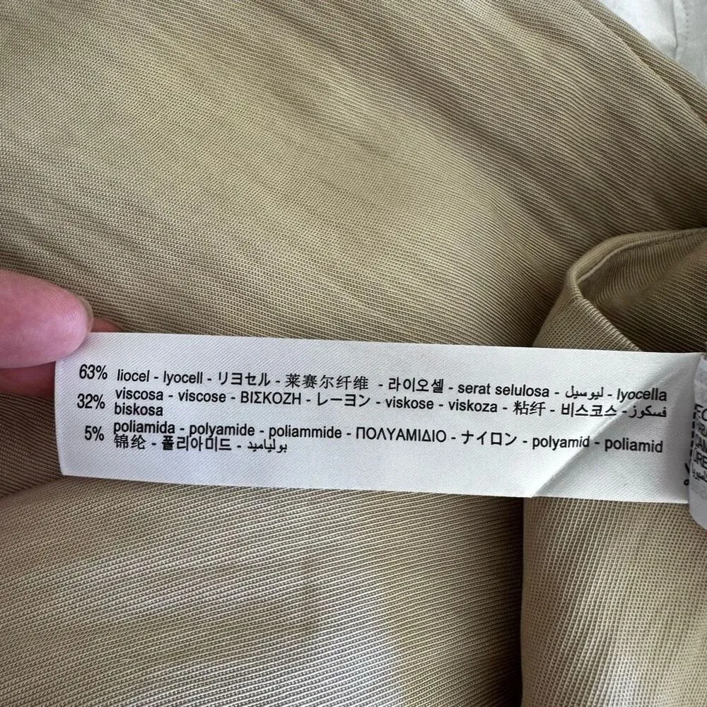 Zara Beige Tan Pleated Viscose Wide Leg Y2K High Waist  Trouser Pants SZ S #2434 - Image 10